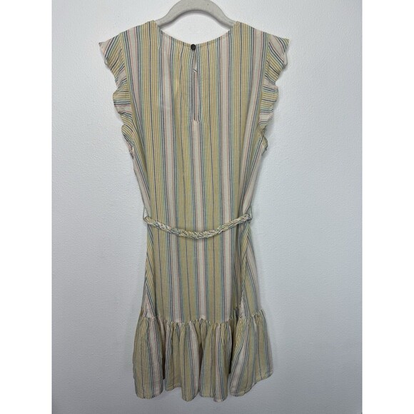 Marine Layer Sz M Laney Mini Dress Beachy Stripe Linen Blend Sleeveless Rainbow - Picture 13 of 14